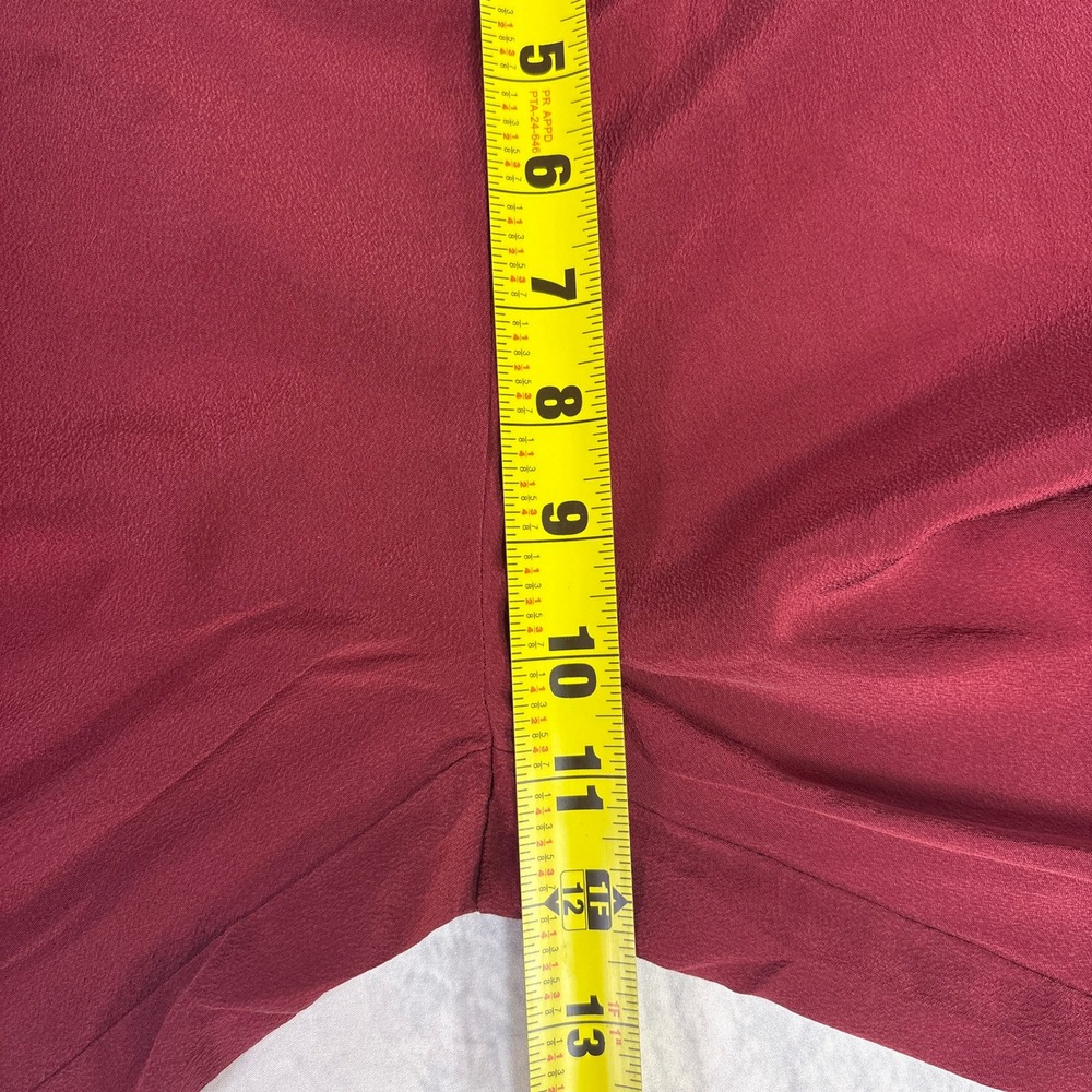 WinterSilks Pants Womens Petite Medium Burgundy 100% Silk Pull On Straight Leg - Picture 6 of 6